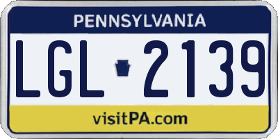 PA license plate LGL2139