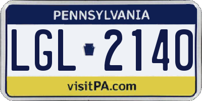 PA license plate LGL2140