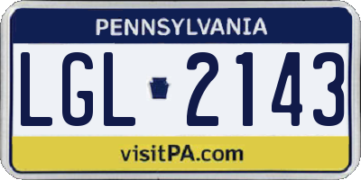 PA license plate LGL2143