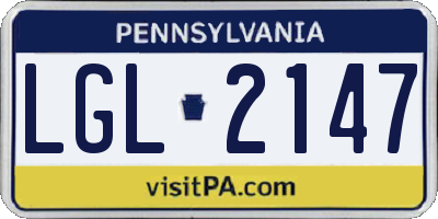PA license plate LGL2147