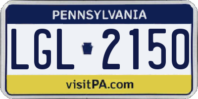 PA license plate LGL2150