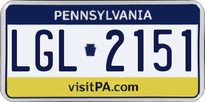 PA license plate LGL2151