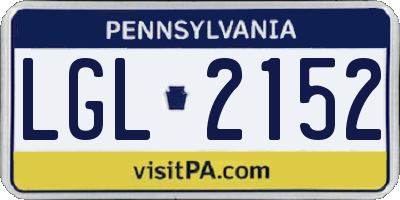 PA license plate LGL2152