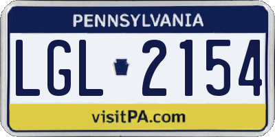 PA license plate LGL2154