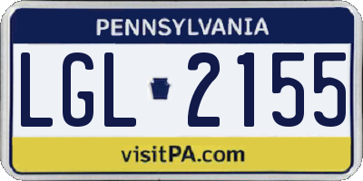 PA license plate LGL2155