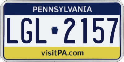 PA license plate LGL2157