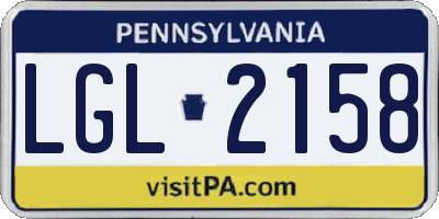 PA license plate LGL2158