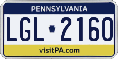 PA license plate LGL2160