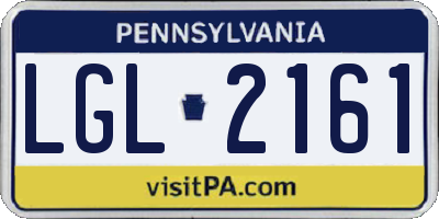 PA license plate LGL2161