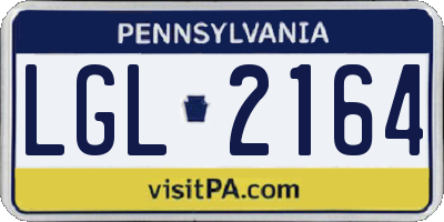 PA license plate LGL2164