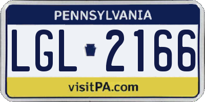 PA license plate LGL2166