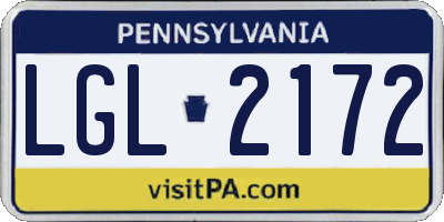 PA license plate LGL2172