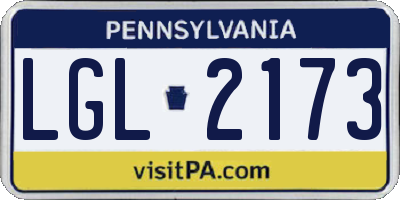 PA license plate LGL2173
