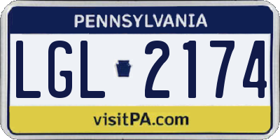 PA license plate LGL2174