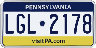 PA license plate LGL2178