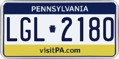 PA license plate LGL2180
