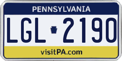 PA license plate LGL2190