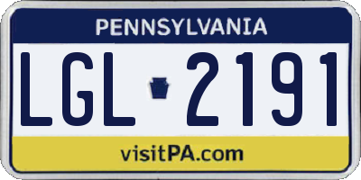 PA license plate LGL2191