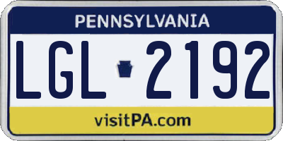PA license plate LGL2192