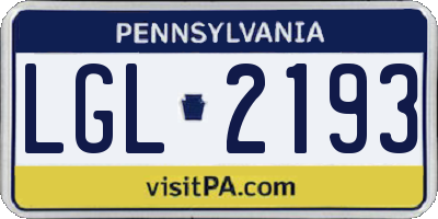 PA license plate LGL2193