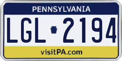 PA license plate LGL2194