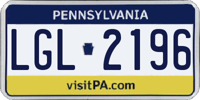 PA license plate LGL2196