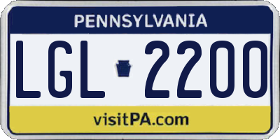 PA license plate LGL2200