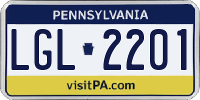 PA license plate LGL2201