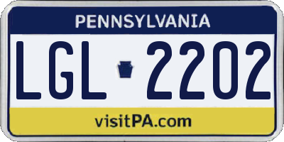 PA license plate LGL2202