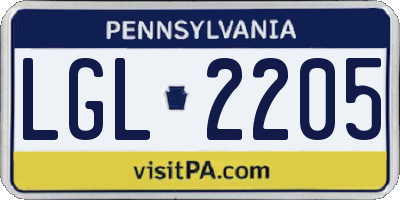 PA license plate LGL2205