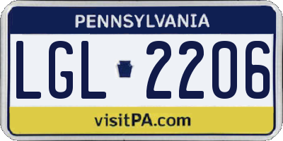 PA license plate LGL2206