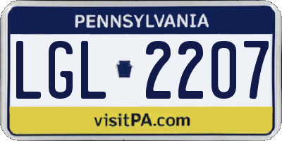 PA license plate LGL2207