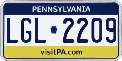 PA license plate LGL2209