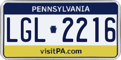 PA license plate LGL2216