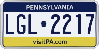 PA license plate LGL2217