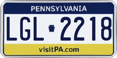 PA license plate LGL2218