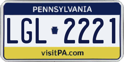 PA license plate LGL2221