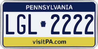 PA license plate LGL2222