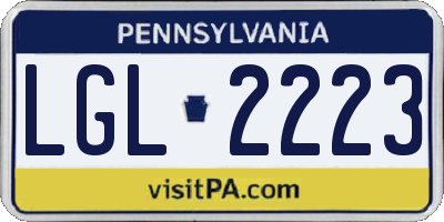 PA license plate LGL2223