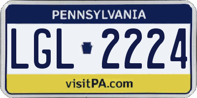 PA license plate LGL2224