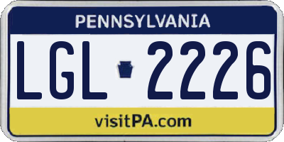 PA license plate LGL2226