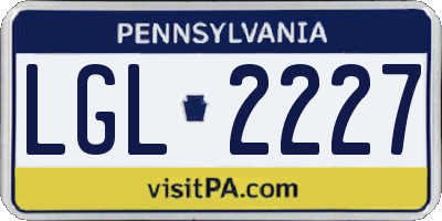 PA license plate LGL2227
