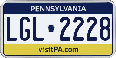 PA license plate LGL2228