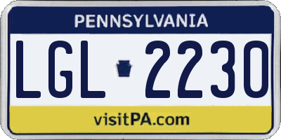 PA license plate LGL2230