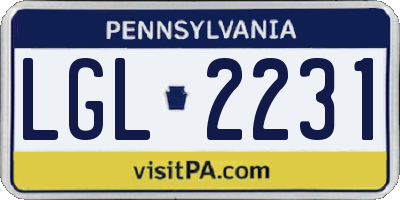 PA license plate LGL2231