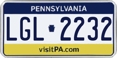 PA license plate LGL2232
