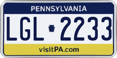 PA license plate LGL2233