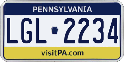 PA license plate LGL2234