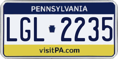 PA license plate LGL2235