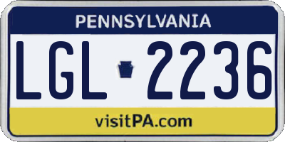 PA license plate LGL2236